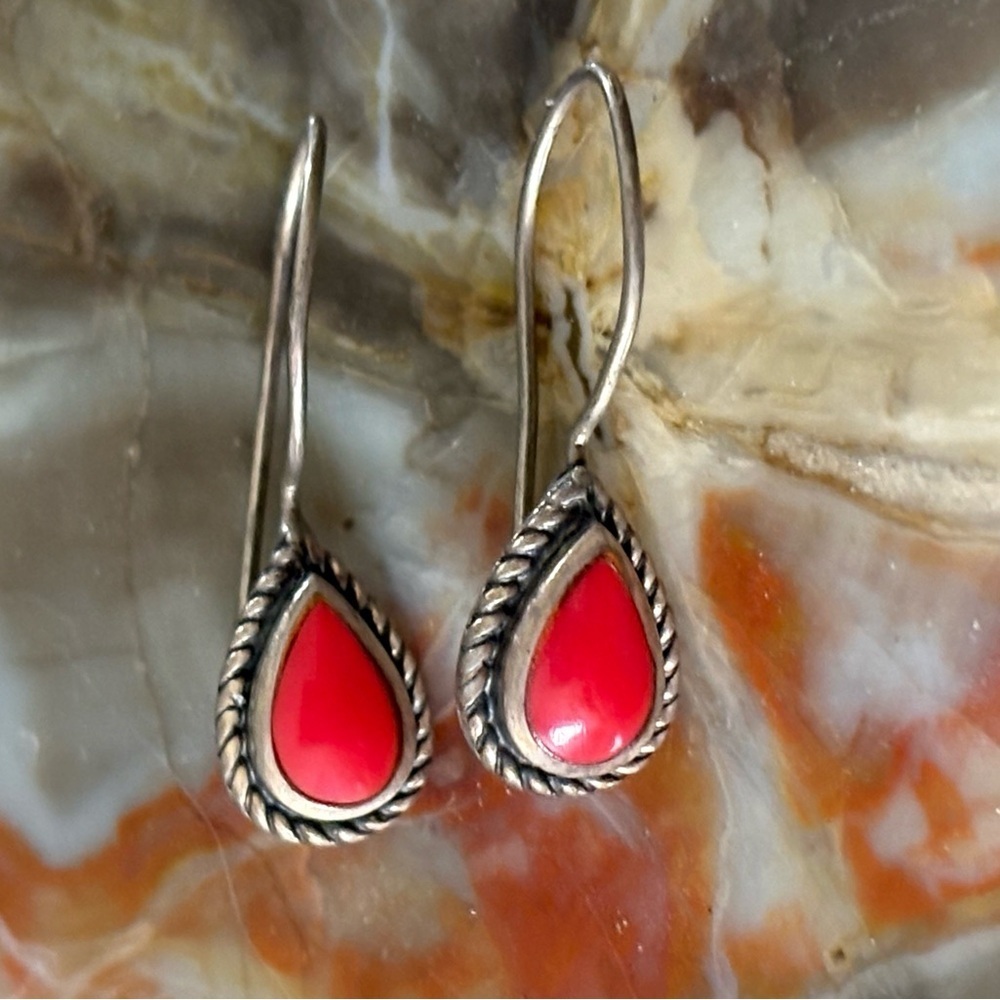 Sterling Silver Red Jasper Teardrop Earrings